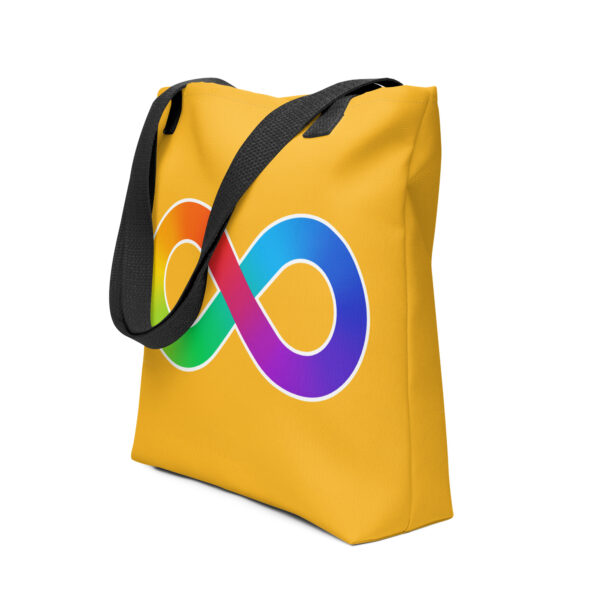 Tote Bag with Autism Flag Design (Rainbow Infinity Symbol on a Field of Gold)