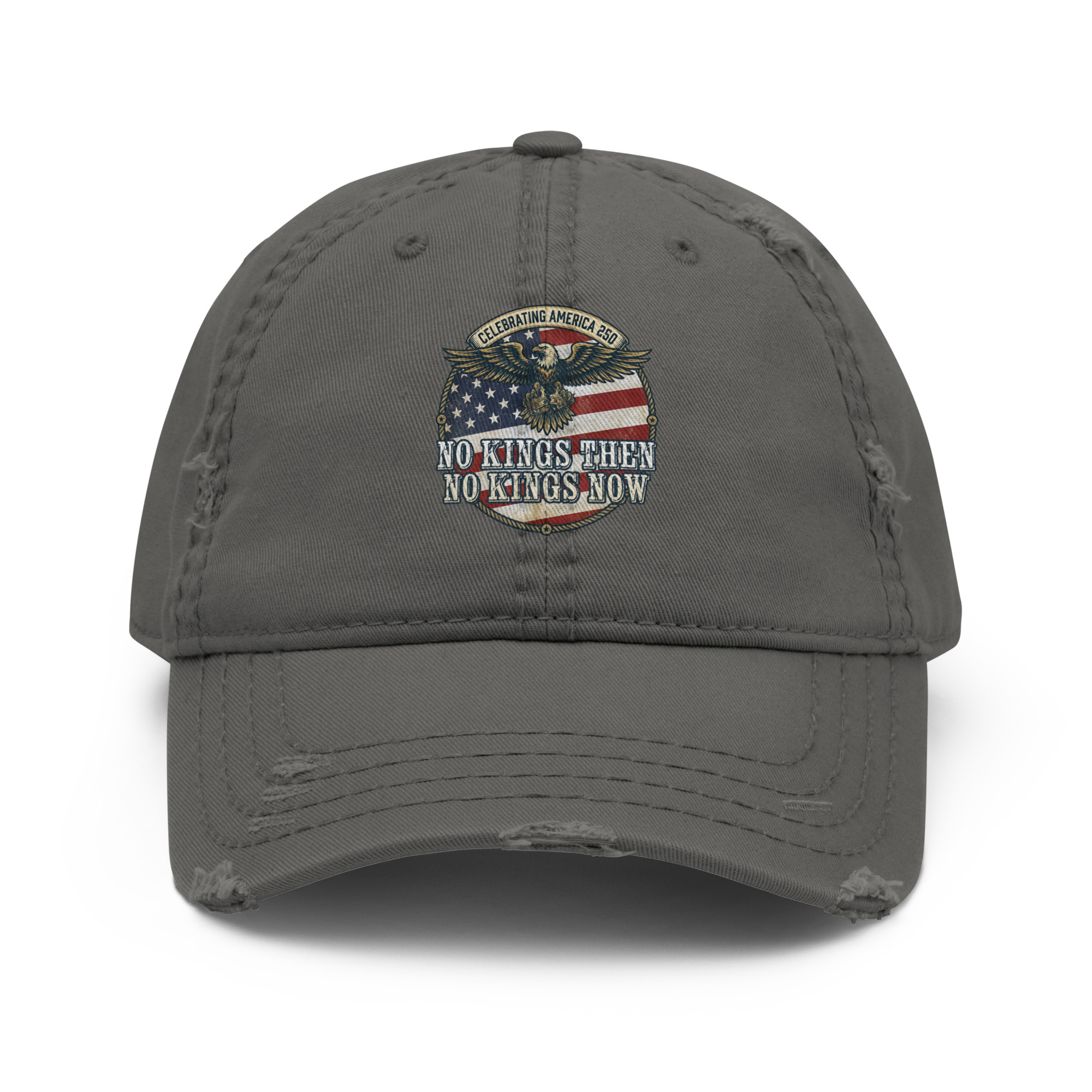 America 250: No Kings Then, No Kings Now! Distressed Hat - Image 2