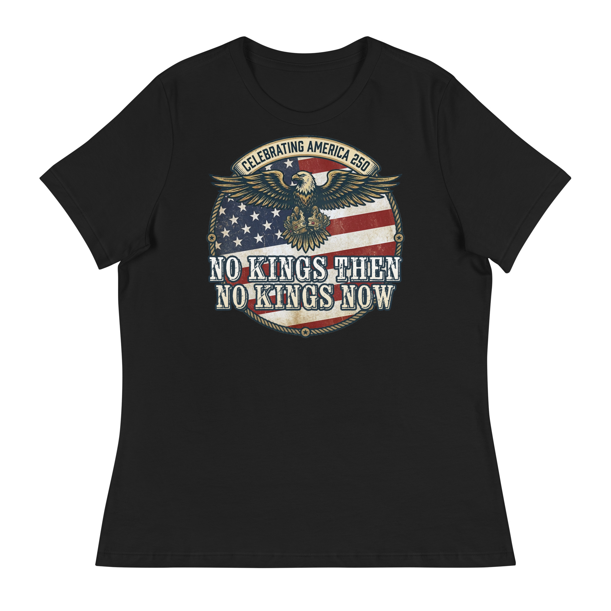 America 250: No Kings Then, No Kings Now! Relaxed T-Shirt - Image 2