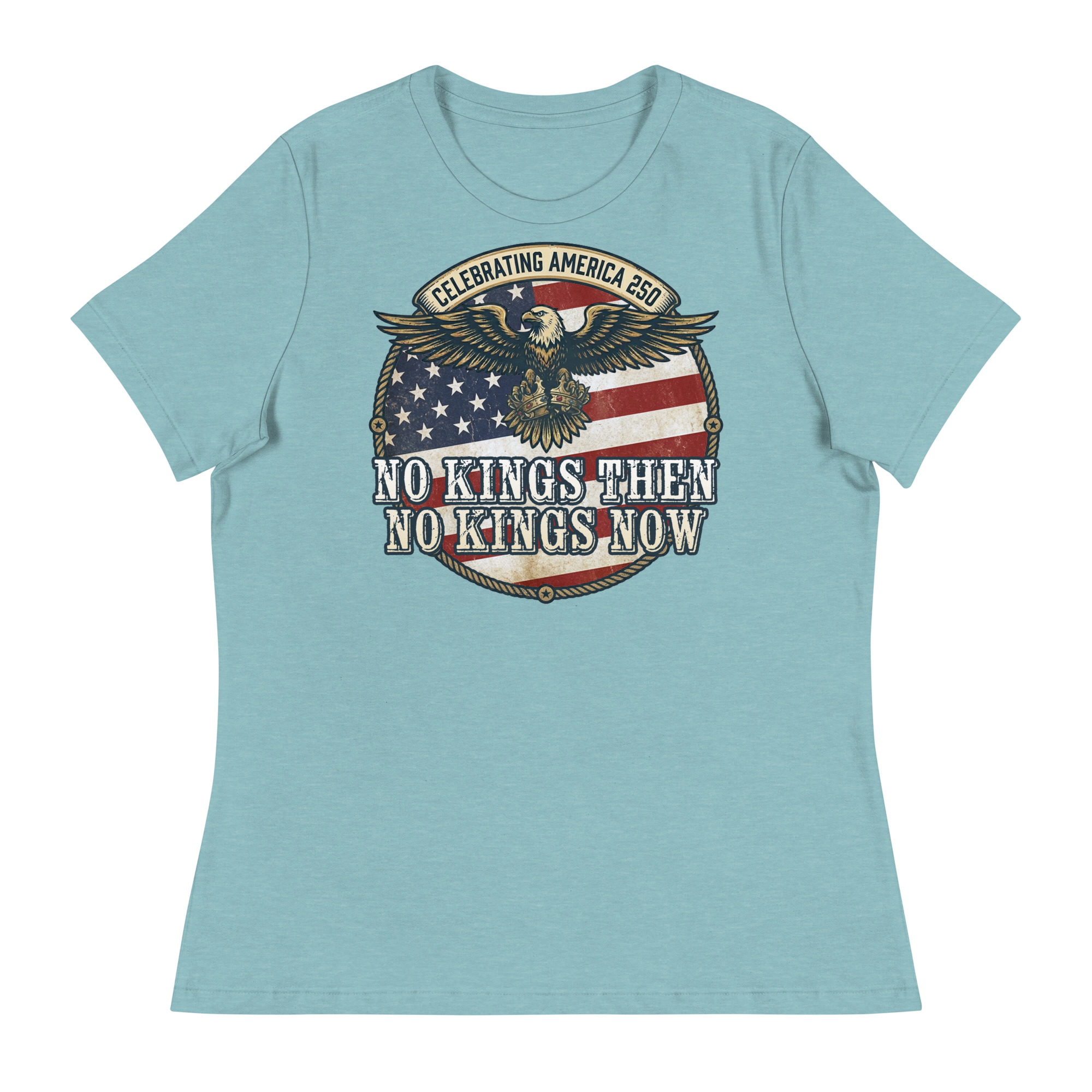 America 250: No Kings Then, No Kings Now! Relaxed T-Shirt - Image 5