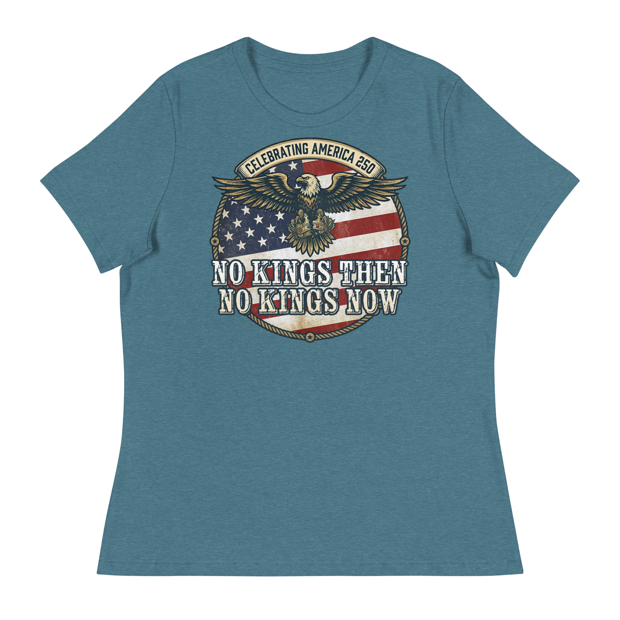 America 250: No Kings Then, No Kings Now! Relaxed T-Shirt - Image 4