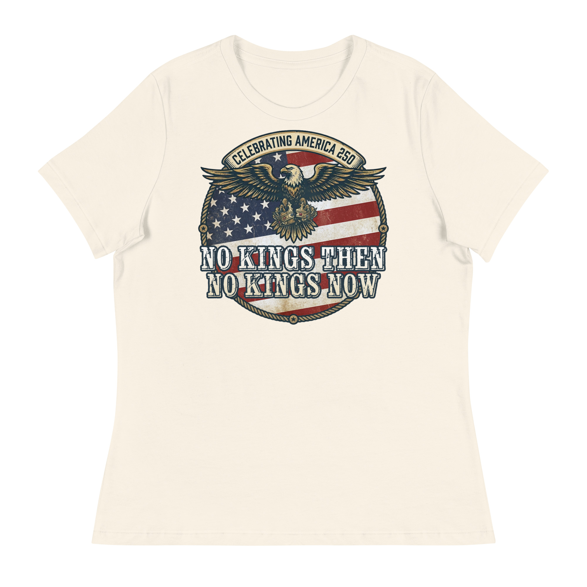 America 250: No Kings Then, No Kings Now! Relaxed T-Shirt - Image 8